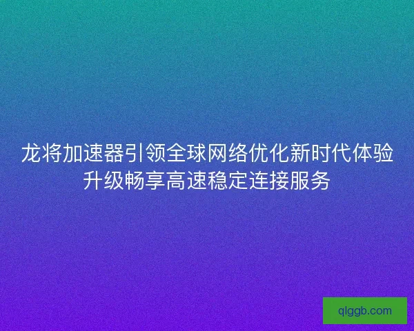 龙将加速器引领全球网络优化新时代体验升级畅享高速稳定连接服务
