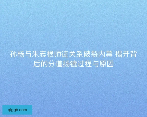 孙杨与朱志根师徒关系破裂内幕 揭开背后的分道扬镳过程与原因